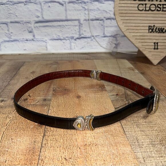 Genuine BRIGHTON Marcus Brown & Black Leather Reversible Belt Unisex Size ML/32 main image 4